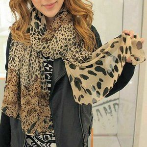 NIP Women's Trendy Leopard Print Faux Chiffon Scarf Pareo Wrap